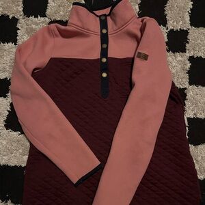 L.L. Bean Two-Tone Cowl Neck Sweater - Pink and Burgundy